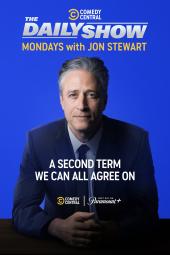 The Daily Show with Jon Stewart TV show poster: A middle-aged Steward looks at the camera