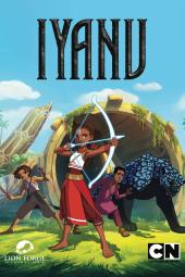 Iyanu TV poster image: Iyanu poses with a bow and arrow near her friends Toye and Biyi, and a magical jaguar