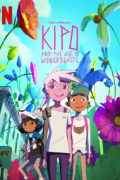 Kipo and the Age of Wonderbeasts TV poster: Three young teens walk through field of towering flowers