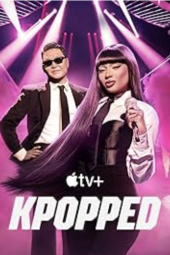 KPOPPED poster: PSY and Megan thee Stallion in black and white against pink backdrop.