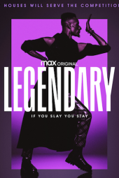 Legendary TV Poster: A dancer vogues, lit with purple background