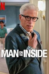 A Man on the Inside TV show poster: Charles (Ted Danson) speaks into a small recorder
