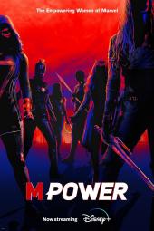 MPower TV show poster: A group a women stand in two lines in the shadows.