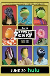 Secret Chef TV show poster: 8 chefs with their faces obscured by various pieces of food