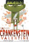A Crankenstein Valentine book cover: Little boy with green skin and angry face stands before pink hearts, dressed as cupid