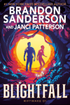 Blightfall book cover: Two young people walking through a tunnel filled with alien plant life