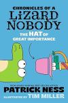 The Hat of Great Importance book cover: Light blue cover with two green lizards, one with a pink hat; both under title with arrow pointing to hat