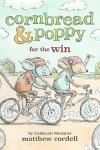 Cornbread & Poppy for the Win book cover: Two mice friends riding bikes in a race