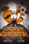 Creepy Carrots! book cover: Jasper Rabbit stands on a hill in front of three angry orange carrots