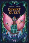 Desert Queen book cover: Dancer with brown skin and colorful clothing raises arms with audience looking on
