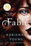 Fable book cover: Half the face of a young woman with red hair stares straight ahead; inside her blue eye sits the detailed image of a trading vessel