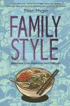 Family Style Book Cover: A bowl of noodle soup on a blue-green background below the book title