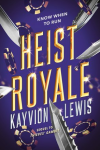 Heist Royale book cover: Knives and casino chips are featured on the book cover on a blue background
