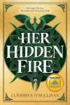 Her Hidden Fire book cover: Title written in white over a green and black Celtic knot design with a dragon rising from the top