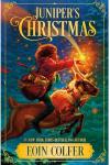 Juniper's Christmas book cover: Dark-skinned young girl with curly hair riding flying reindeer