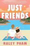 Just Friends book cover: Illustration of a man and woman leaning against each other at the beach
