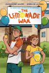 The Lemonade War book cover: Below the title and in front of a lemonade stand Evan and Jessie are turning away from each other while scowling