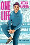 One Life book cover: Illustrated person in blue hoodie with short pink and purple dyed hair on a patterned background