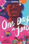 One Day in June book cover: Colorful Marsha P. Johnson with flowers in her hair and people cheering
