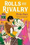 Rolls and Rivalry book cover: A teen couple dancing on a bright yellow and pink illustrated book cover