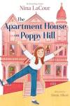 The Apartment on Poppy Hill book cover: A smiling girl standing in front of a pink house on a hill while wearing blue jeans and a white shirt