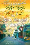The Nine Moons of Han Yu and Luli book cover: Illustrations of a boy with two camels and a dog and a girl and her dog walking in a city street