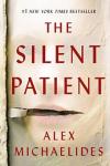 The Silent Patient book cover: A shadowy photo of a woman’s face with a tear across her mouth that looks like a knife blade