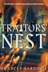 Traitors' Nest book cover: Flaming arrows hurtling toward a castle with magpies flying all around it