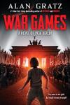 War Games book cover: A girl looking toward Berlin’s torchlit Brandenburg Gate. Two lines of Nazis soldier are marching toward her