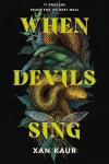 When Devils Sing book cover: A copper snake twists around a crow's head and a cicada, the three symbols of devil brothers in a small Georgia community
