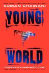 The Young World book cover: An illustration of an upside down U.S. capitol building against a bright red background