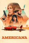 Americana movie poster: Sydney Sweeney holding a gun, with arrows, a red car, the pop star Halsey, and tagline "Welcome to the New West"