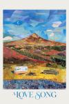 A Love Story movie poster: An artist's rendition of a motorhome parked by a lakeside against a mountainous backdrop
