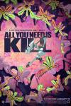 All You Need Is Kill movie poster: Rita and Keiji fight Darol plant monsters against a purple background 