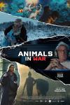 Animals in War movie poster: Sean Penn with headphones on, five different depictions of Ukranian people with animals