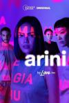 Arini by Love.inc movie poster: 3 Indonesian women and 1 Indonesian man stand in purple and pink light as glowing words overlay across them