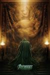 Avengers: Doomsday Movie Poster: A cloaked figure faces an ornate tapestry with celestial motifs