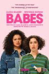 Babes Movie Poster: Michelle Buteau and Ilana Glazer hold a pregnancy test and look shocked and confused