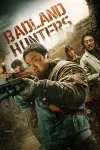 Badland Hunters movie poster: Korean man with shotgun center points forward while Korean man with bow and arrow left and Korean man and woman on right look on