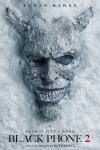 Black Phone 2 Movie Poster: The "Grabber's" evil, grinning mask appears to have been frozen in ice and snow
