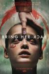 Bring Her Back Movie Poster: A hand with purple nail polish rests on the head of a boy with scary red eyes