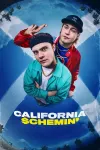 California Schemin’ movie poster: Two young men in colorful jackets pose confidently against a fisheye lens sky background