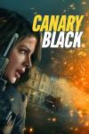 Canary Black movie poster: Kate Beckinsale with a cut on her head, holds a gun with an explosion in the background