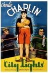 City Lights Movie Poster: Charlie Chaplin stands in a boxing ring