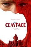 Clayface movie poster: The top half of Matt Hagen's face above a cut-out section and a smaller image of him walking below