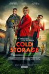 Cold Storage movie poster: Liam Neeson, Joe Keery, and Georgina Campbell stand outside a self-storage facility