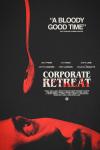 Corporate Retreat Movie Poster: Red images of a person's eye being threatened with a spoon, against a black background