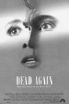 Dead Again movie poster: Two faces merge into one against a white background