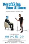 Deepfaking Sam Altman Movie Poster: Adam Bhala Lough (right) holds a mic to a seated person who has a computer screen for a face