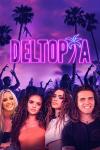 Deltopia Movie Poster: 4 young people outside with palm trees in background